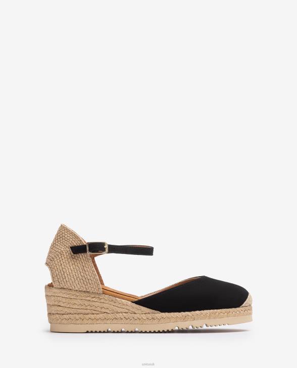 Women Unisa D'Orsay ankle strap espadrille in suede Black0X8N758