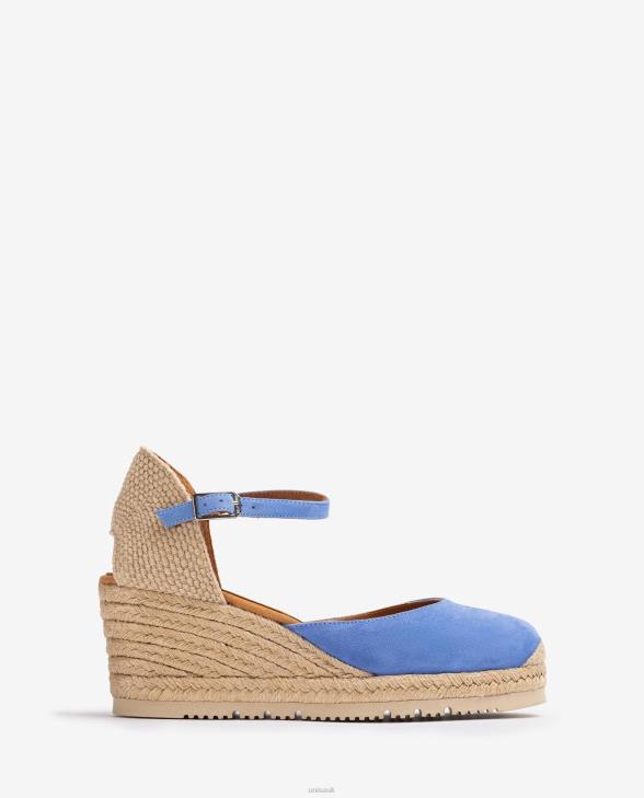 Women Unisa D'Orsay ankle strap espadrille in suede Blue0X8N709
