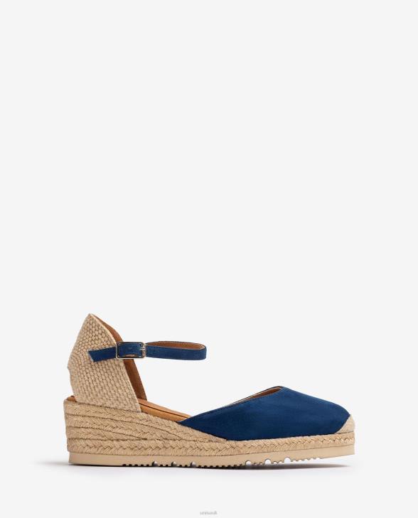 Women Unisa D'Orsay ankle strap espadrille in suede Blue0X8N760