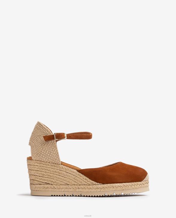 Women Unisa D'Orsay ankle strap espadrille in suede Brown0X8N728