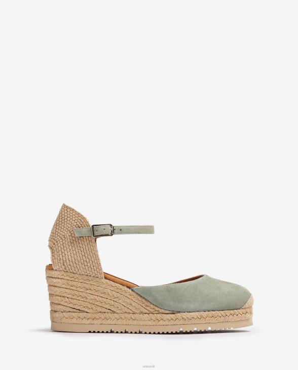 Women Unisa D'Orsay ankle strap espadrille in suede Green0X8N708