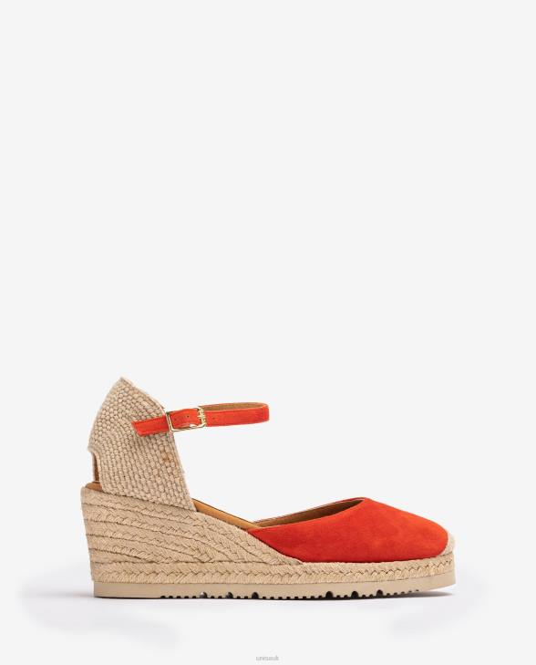 Women Unisa D'Orsay ankle strap espadrille in suede Red0X8N710