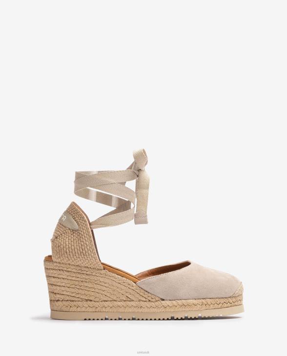 Women Unisa D'Orsay ankle strap espadrille with lacing Beige0X8N705