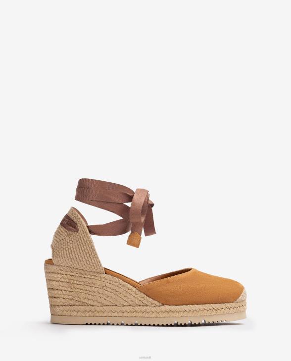Women Unisa D'Orsay ankle strap espadrille with lacing Brown0X8N704