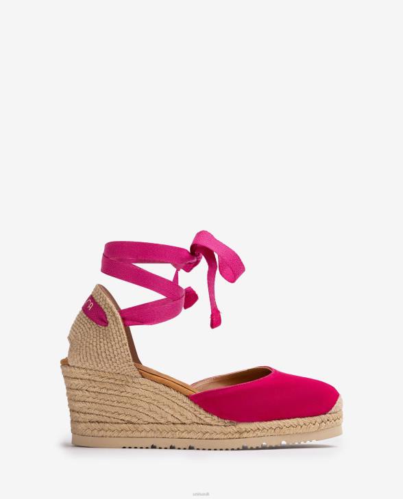 Women Unisa D'Orsay ankle strap espadrille with lacing Pink0X8N702
