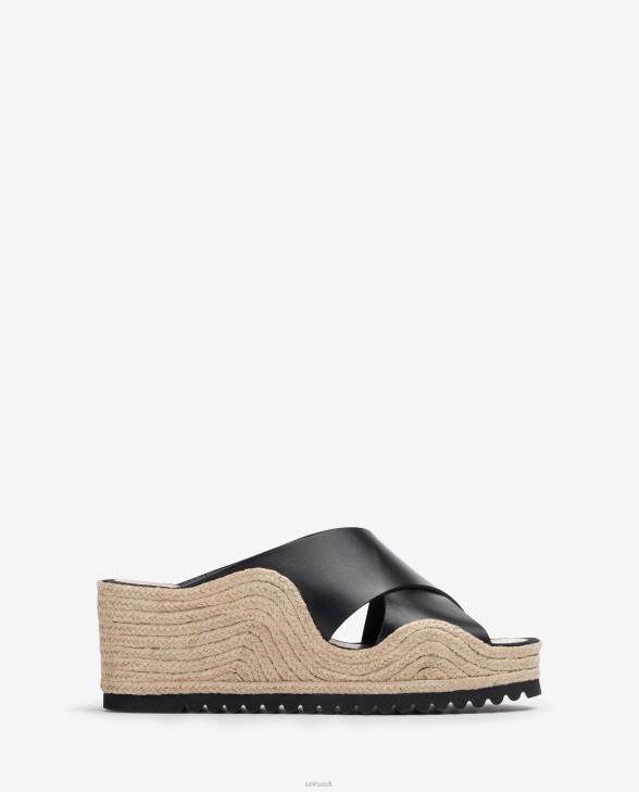 Women Unisa Espadrille with wide crossover straps Black0X8N696