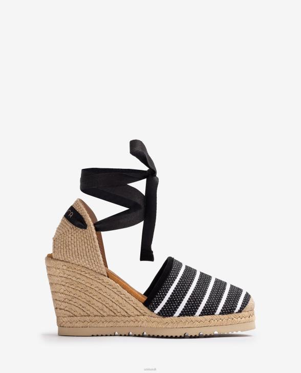 Women Unisa High heel espadrille made in jarapa fabric Black0X8N718