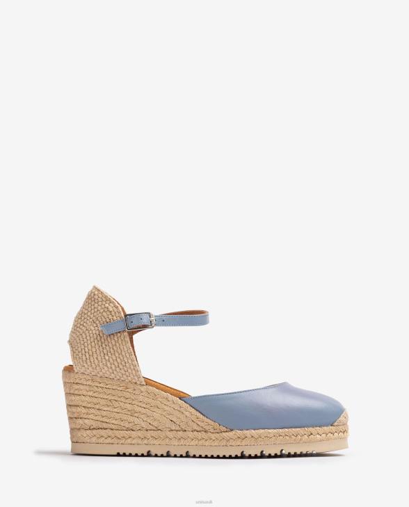 Women Unisa Leather D'Orsay ankle strap espadrille Blue0X8N737