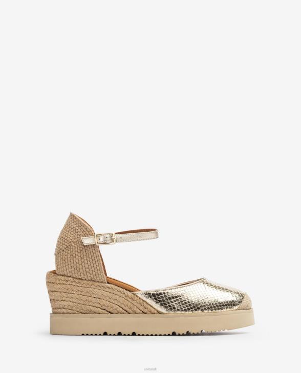 Women Unisa Metallic effect D'Orsay ankle strap espadrille Gold0X8N766