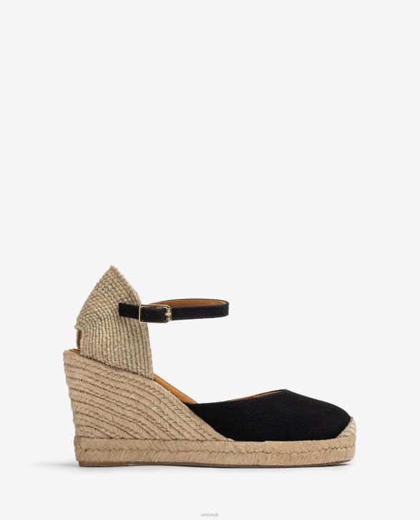 Women Unisa Suede espadrille with a raffia heel Black0X8N483