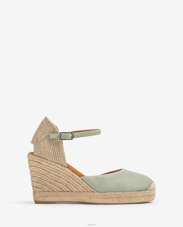 Women Unisa Suede espadrille with a raffia heel Green0X8N484