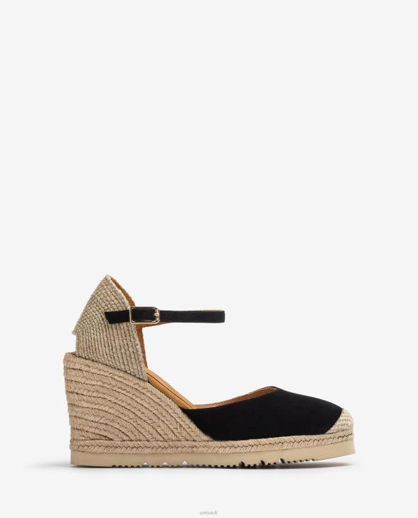 Women Unisa Suede espadrille with rubber sole Black0X8N789