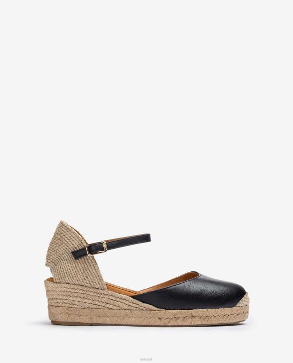 Women Unisa Vamp-heel espadrille made in leather Black0X8N795