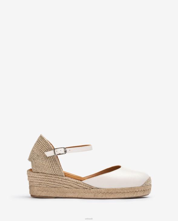 Women Unisa Vamp-heel espadrille made in leather White0X8N796