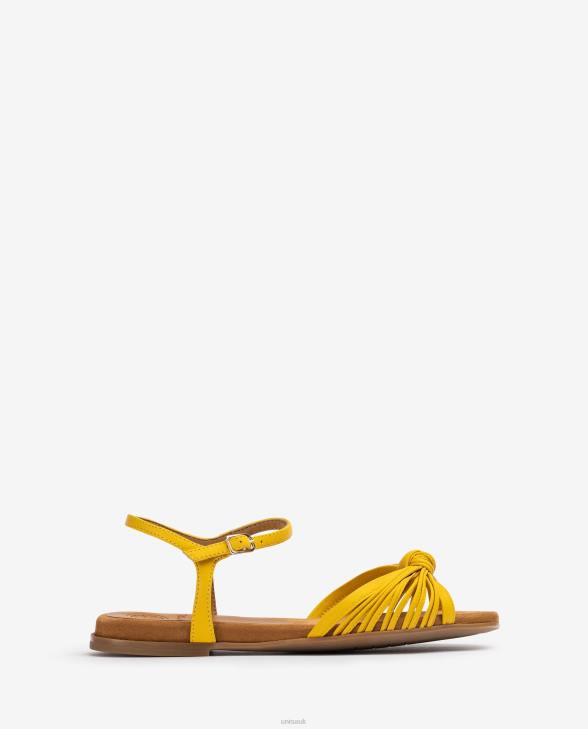 Women Unisa Flat leather multi-strap sandal Yellow0X8N333