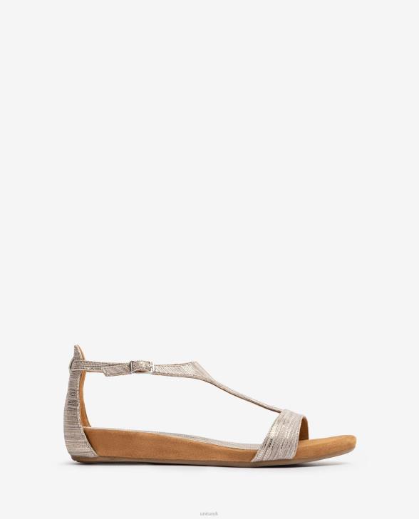 Women Unisa Metal effect leather sandals with instep strap Fashion0X8N450