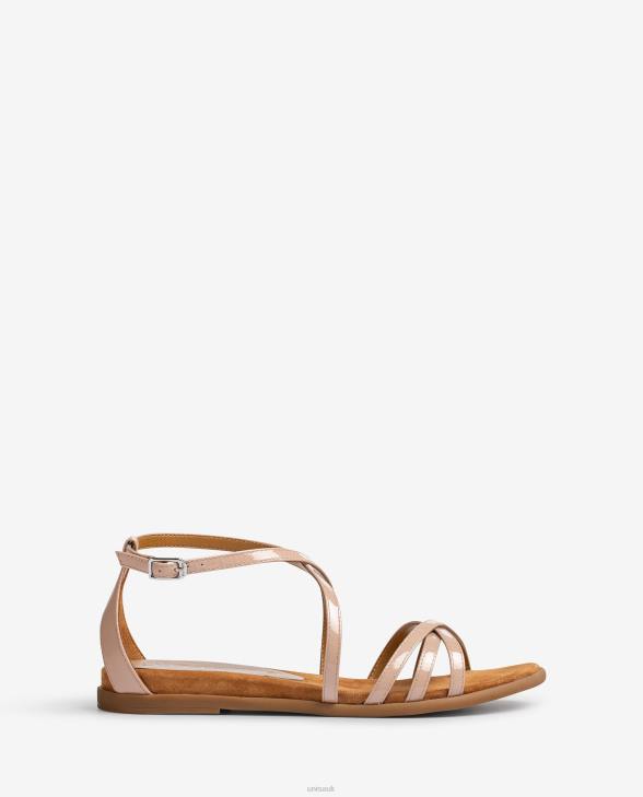 Women Unisa Patent leather flat sandals Pink0X8N446