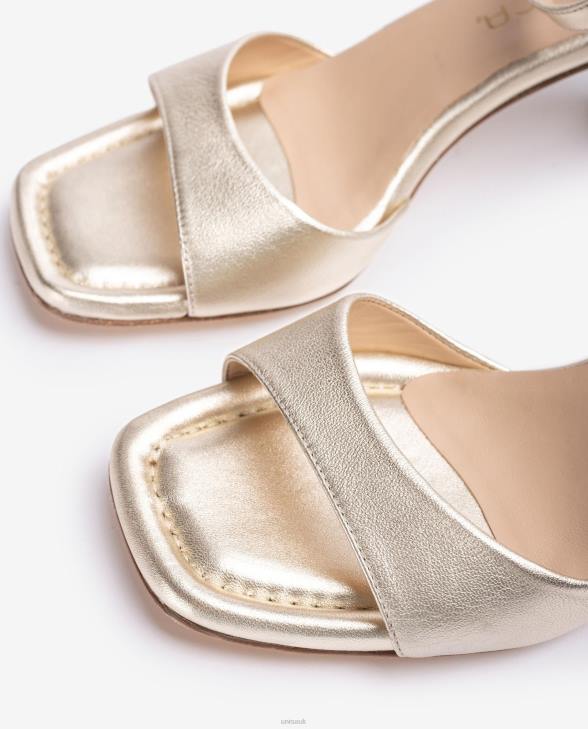 Women Unisa Metallic effect leather sandal with a medium heel Graceful0X8N197