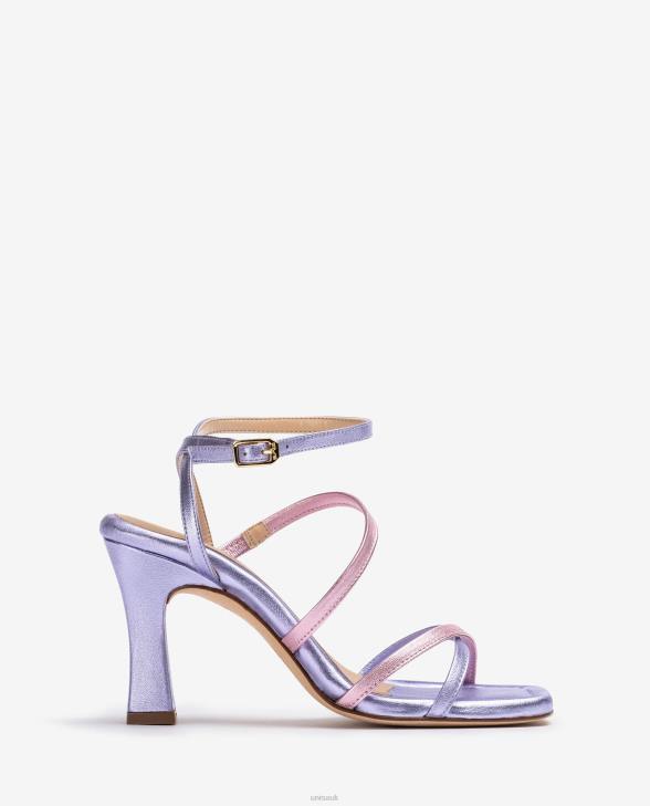 Women Unisa Metallic effect leather strappy sandal Lila0X8N266