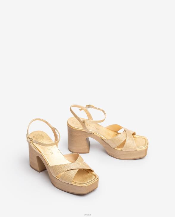 Women Unisa Raffia sandal with a block heel Brown0X8N72