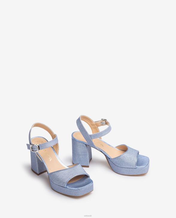 Women Unisa Sandal made in shiny fabric with a wide heel Blue0X8N222