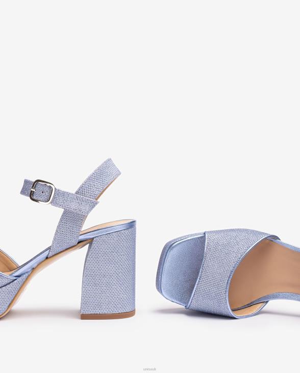 Women Unisa Sandal made in shiny fabric with a wide heel Blue0X8N222