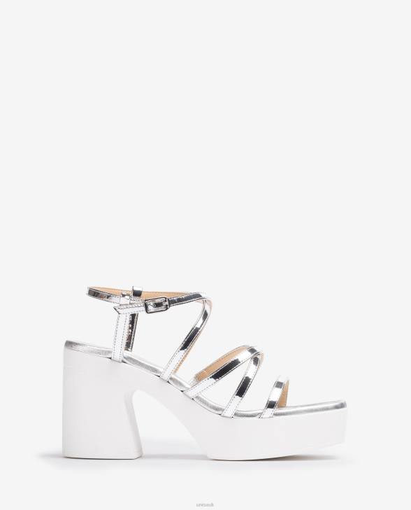 Women Unisa Sandal with a block heel and thin straps Silver0X8N238