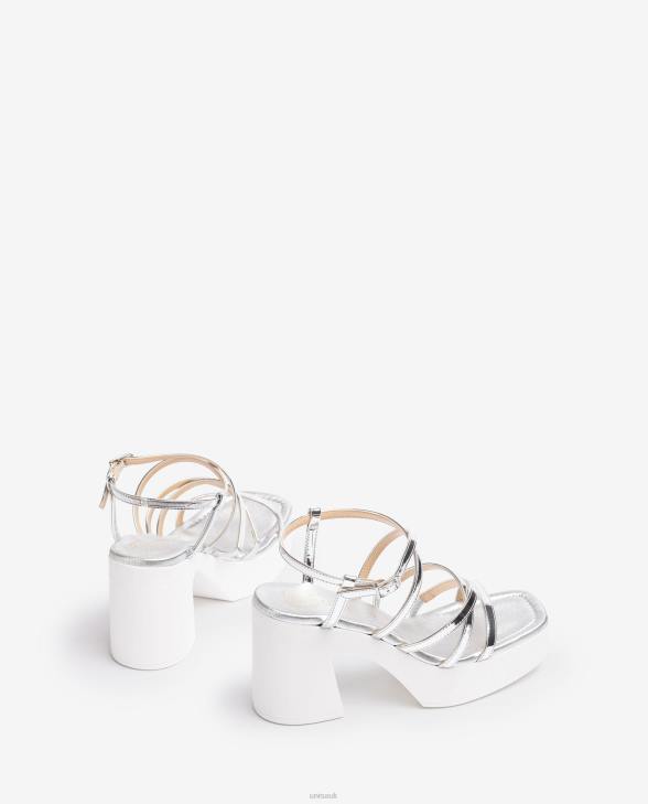 Women Unisa Sandal with a block heel and thin straps Silver0X8N238