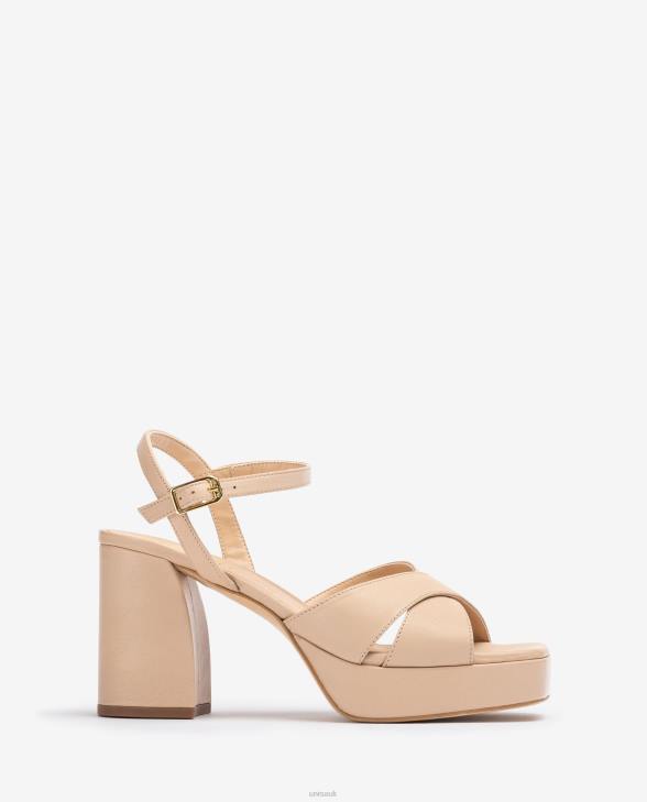 Women Unisa Sandal with a wide heel Beige0X8N240