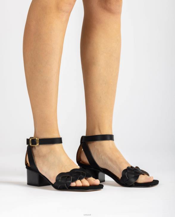 Women Unisa Sandal with decorative perforations on the vamp Black0X8N305