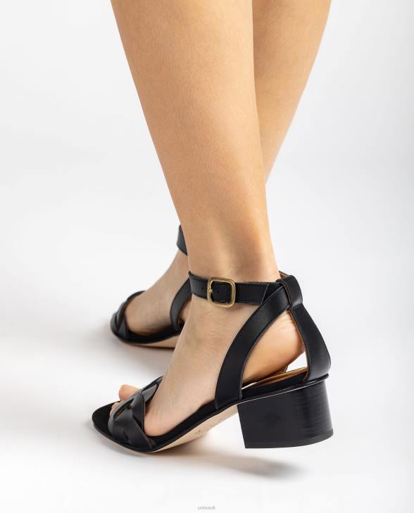 Women Unisa Sandal with decorative perforations on the vamp Black0X8N305