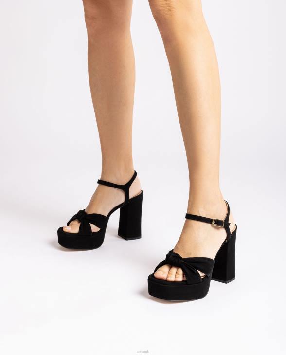 Women Unisa Square toe sandal with a knot on the front Black0X8N52