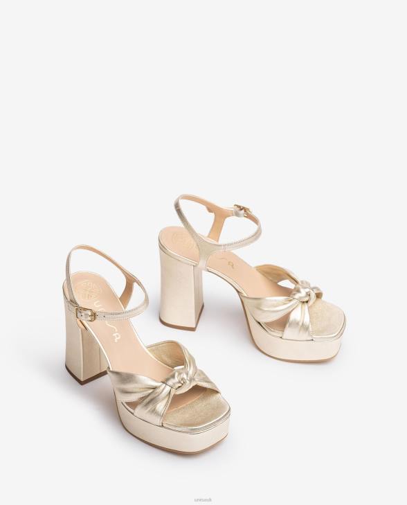 Women Unisa Square toe sandal with a knot on the front Gold0X8N50