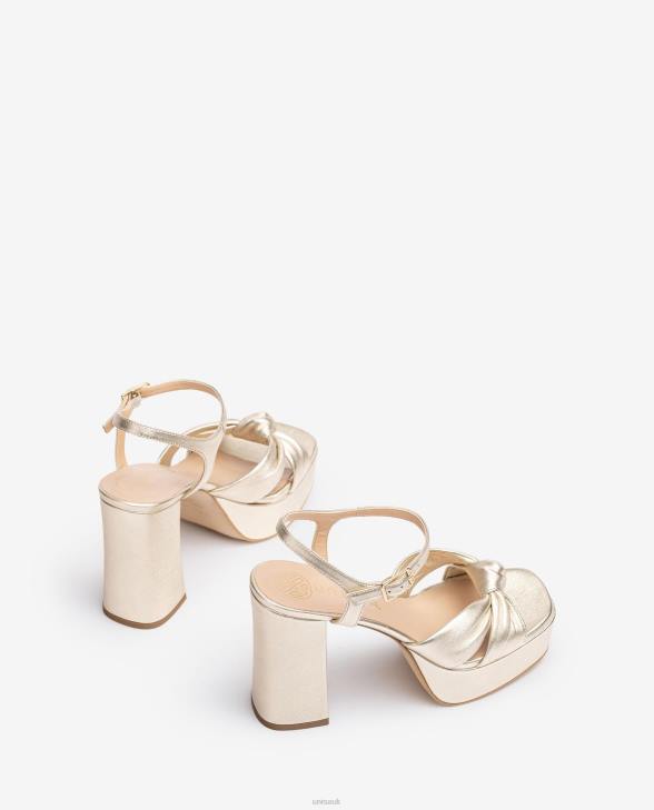 Women Unisa Square toe sandal with a knot on the front Gold0X8N50