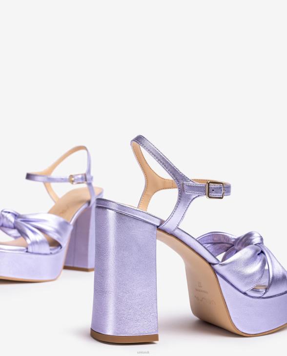 Women Unisa Square toe sandal with a knot on the front Lila0X8N49