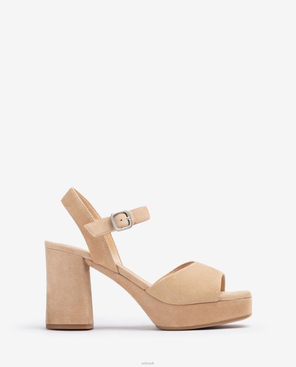 Women Unisa Suede sandal with a wide heel Beige0X8N413