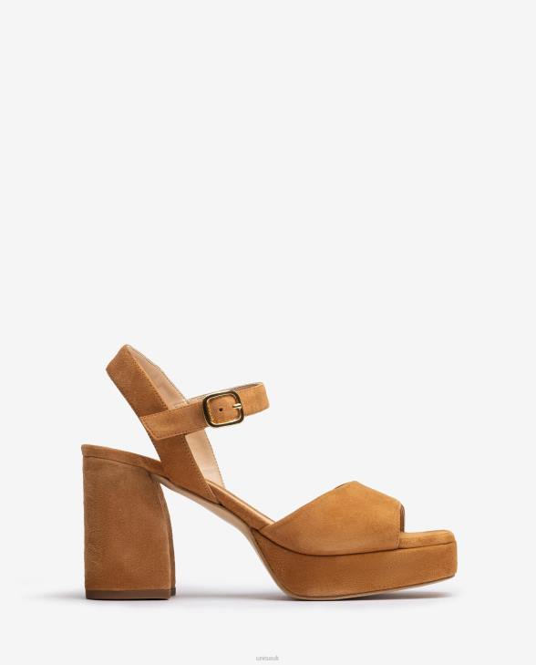 Women Unisa Suede sandal with a wide heel Brown0X8N66