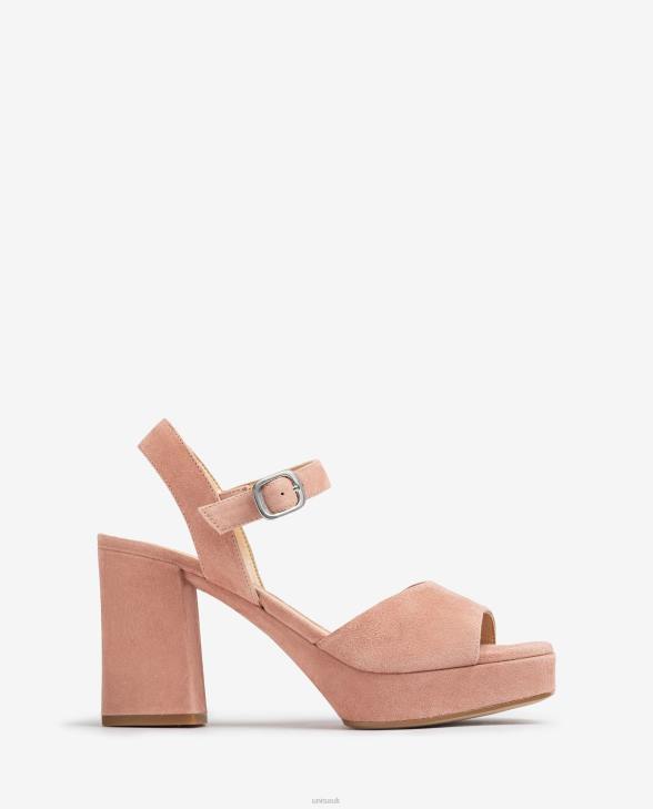 Women Unisa Suede sandal with a wide heel Pink0X8N412