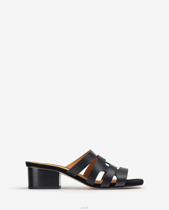 Women Unisa Wide vamp sandal with decorative perforations Black0X8N303