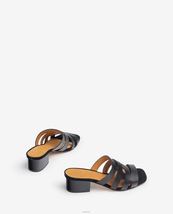 Women Unisa Wide vamp sandal with decorative perforations Black0X8N303