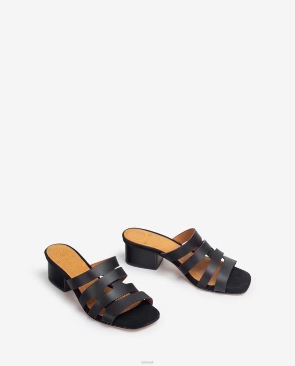 Women Unisa Wide vamp sandal with decorative perforations Black0X8N303