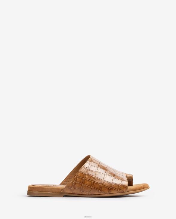 Women Unisa Flat leather mule sandals Brown0X8N1260