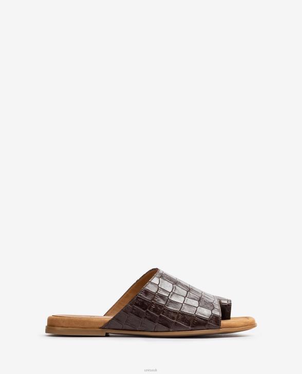 Women Unisa Flat leather mule sandals Brown0X8N1261