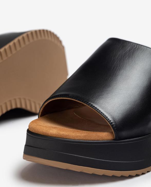 Women Unisa Sandal with a wedge heel and a wide vamp Black0X8N827