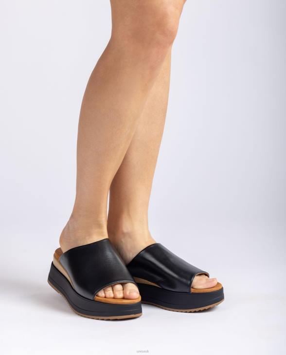 Women Unisa Sandal with a wedge heel and a wide vamp Black0X8N827
