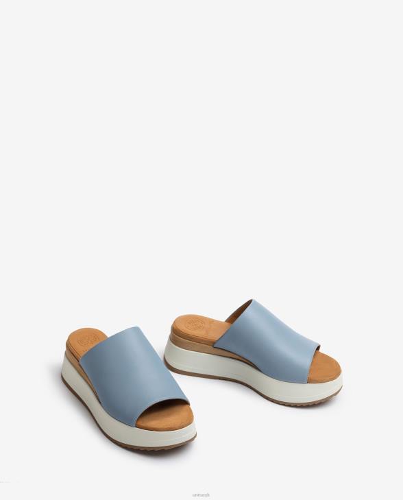 Women Unisa Sandal with a wedge heel and a wide vamp Blue0X8N829