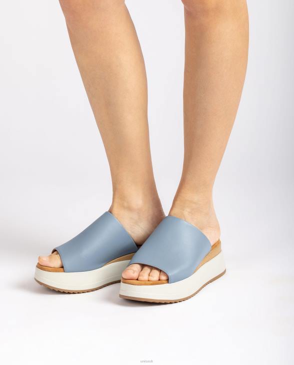 Women Unisa Sandal with a wedge heel and a wide vamp Blue0X8N829