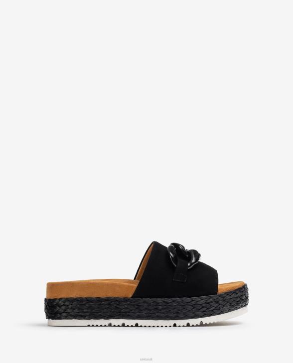 Women Unisa Sandal with chain trim Black0X8N810