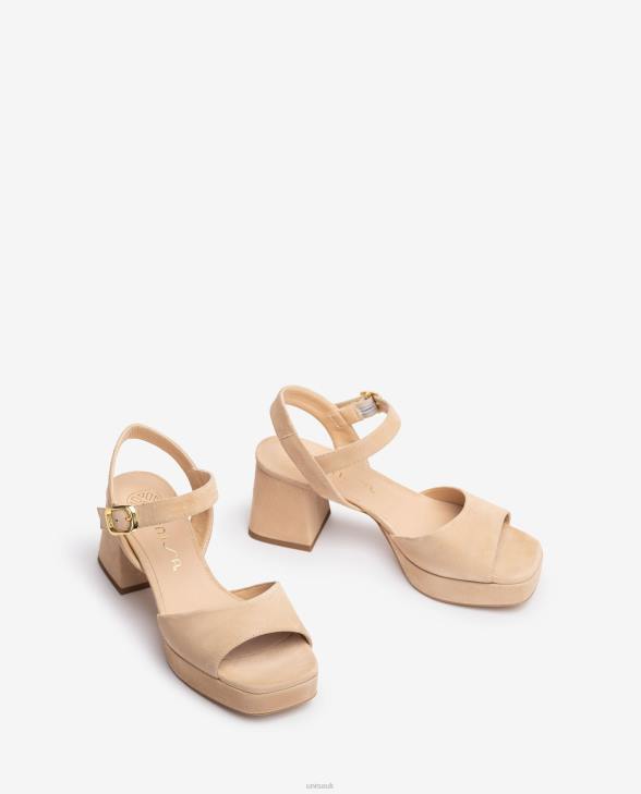 Women Unisa Sandal with a heel and platform Beige0X8N67