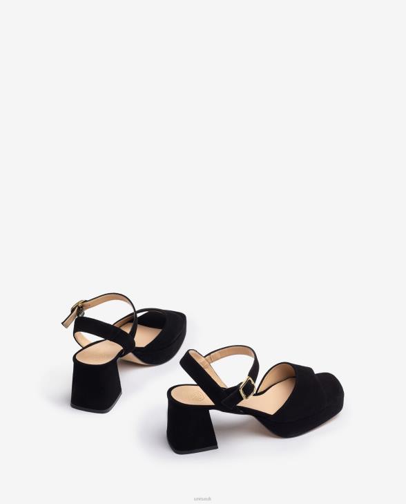 Women Unisa Sandal with a heel and platform Black0X8N215